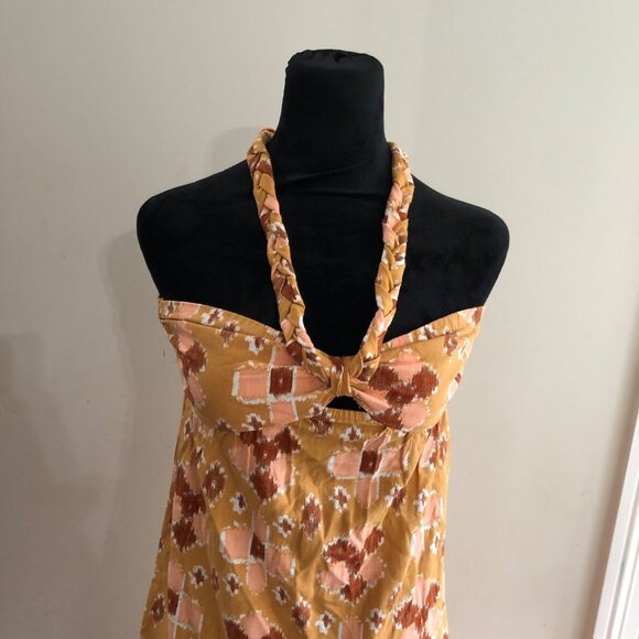 Aerie Yellow & Orange Patterned Maxi Dress With Braided Halter Neck Size XXS NWT - Picture 7 of 13